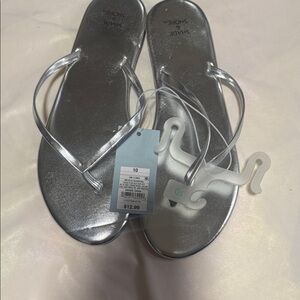 Shade & Shore Metallic Silver Sandals size 10
